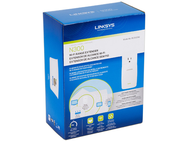 Extensor de Alcance Inalámbrico Linksys RE3000W, Wireless N (Wi-Fi 4), hasta 300Mbps.