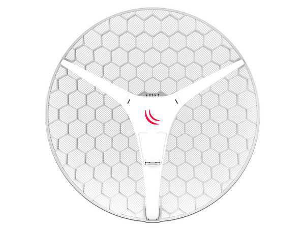 CPE MikroTik LHG XL HP5 de 5 GHz, Wireless N (Wi-Fi 4), hasta 300 Mbps, 27 dBi, uso exterior. Color Blanco.