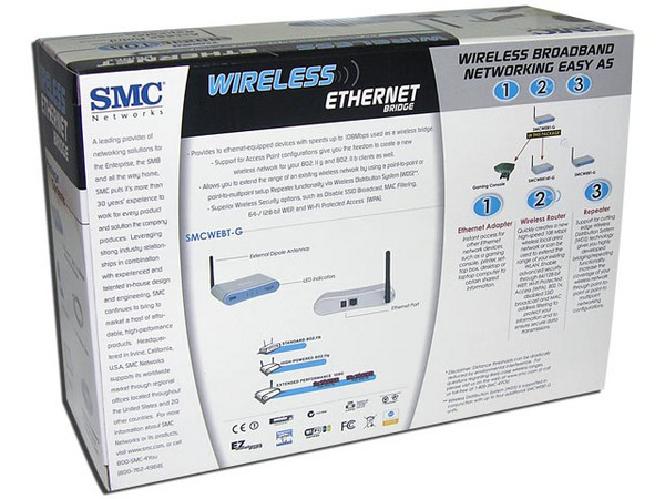 EZ Connect Bridge Ethernet Inalámbrico de 108Mbps y 2.4 GHz