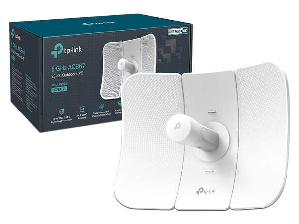 CPE de Exterior TP-Link CPE710 de 5GHz AC 867Mbps, 23dBi, LAN Gigabit 10/100/1000Mbps, PoE.