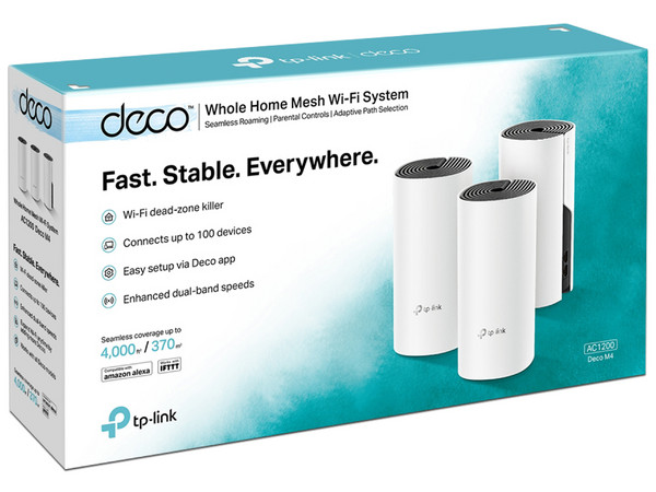 Sistema Wi-Fi en Malla TP-Link Deco M4, AC1200, Doble Banda 2.4 GHz y 5 GHz. (Pack de 3)