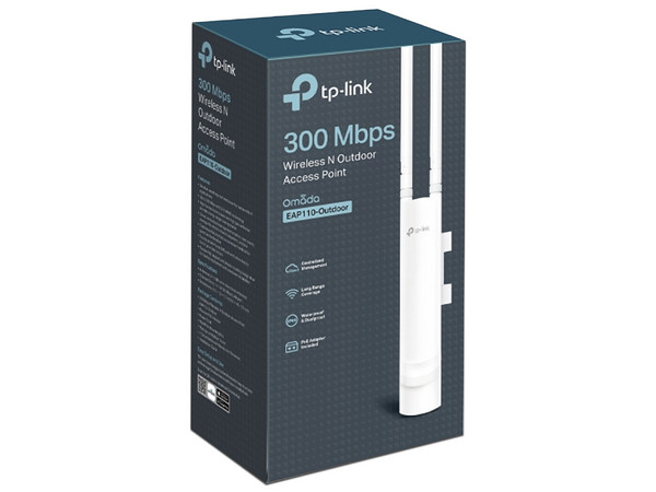 CPE de Exterior TP-LINK EAP110-OUTDOOR Wireless N (Wi-Fi 4), hasta 300 Mbps, PoE Pasivo.