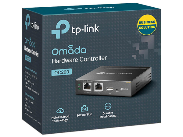 Controladora Cloud TP-Link Omada OC200 V3.6, 2 Puertos RJ-45 10/100 Mbps. Color Negro.