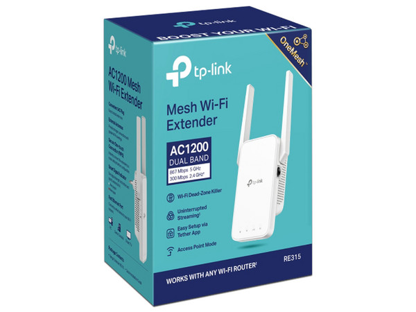 Extensor de Rango TP-Link RE315, Inalámbrico, 1 Puerto RJ45 10/100 Mbps, Color Blanco.