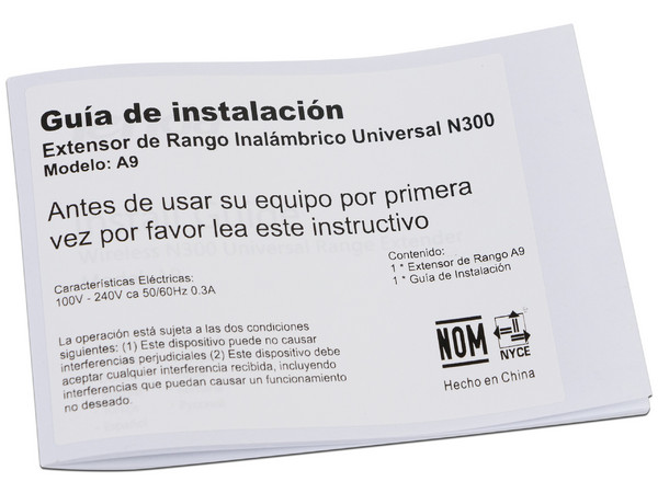 Extensor de Alcance Inalámbrico universal TENDA A9 N300,Wireless N (Wi-Fi 4),  hasta 300Mbps.