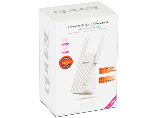 Extensor de Alcance Inalámbrico universal TENDA A9 N300,Wireless N (Wi-Fi 4),  hasta 300Mbps.