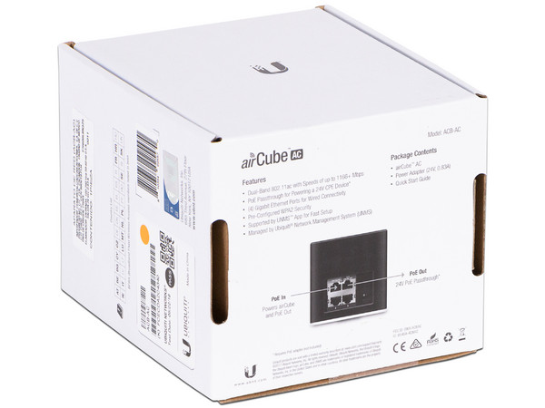 Access Point Ubiquiti airCube ACB-AC Wireless, doble banda de 2.4 y 5 GHz, hasta 866.7 Mbps.
