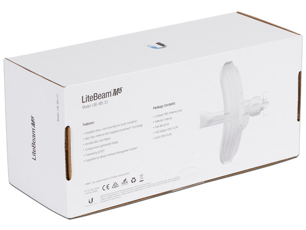 CPE de Exterior Ubiquiti LiteBeam M5 LBE-M5-23 de 5 GHz, hasta 100Mbps, 23 dBi.