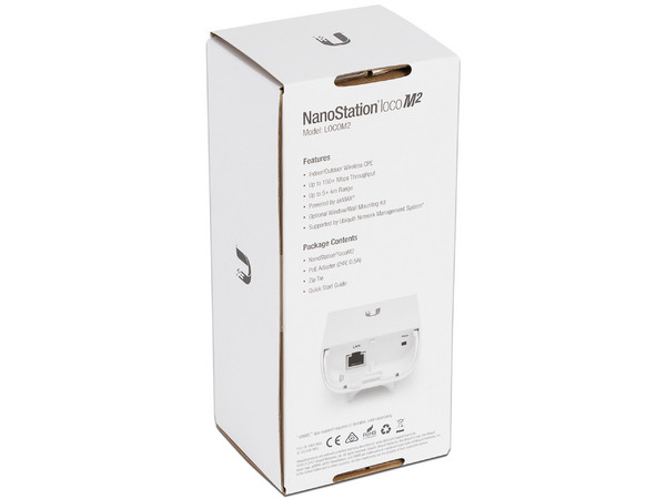CPE de Exterior Ubiquiti Networks NanoStation loco M2, Wireless N (Wi-Fi 4), hasta 150Mbps, adaptador PoE.