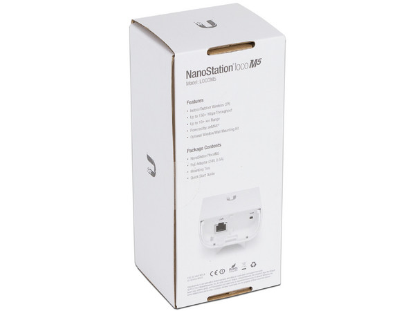 CPE de Exterior Ubiquiti Networks NanoStation LOCOM5 de 5 GHz, Hasta 150 Mbps, PoE.