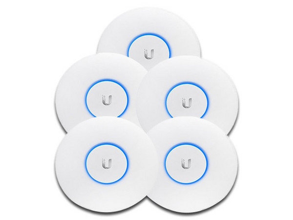 Paquete de 5 Access Point Ubiquiti Networks UniFi UAP-AC-LR hasta 867 Mbps, Banda Dual, PoE.
