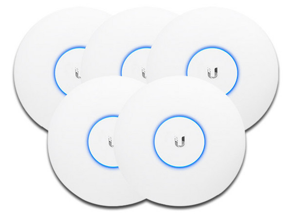 Paquete de 5 Access Point Ubiquiti Networks UniFi UAP-AC-LR hasta 867 Mbps, Banda Dual, PoE.