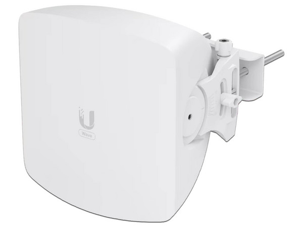 UISP Access Point Multipunto, tecnología Wave en 60 GHz, soporta hasta 15 estaciones y velocidades de hasta 5.4 Gbps, con respaldo en 5 GHz. Incluye 1 puerto SFP+ 10G, 1 puerto 2.5 Gbps, y soporte GPS.