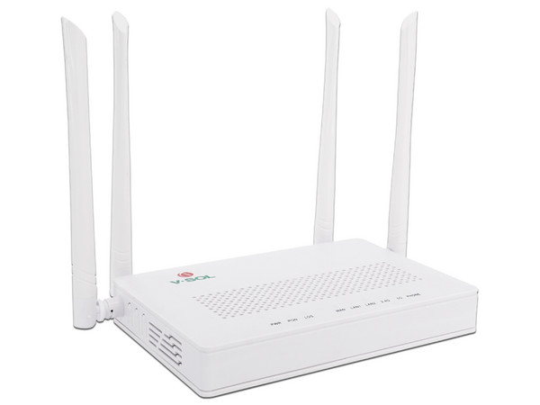 ONU Dual V-SOL HG323D-AC con Wi-Fi AC de doble banda, 1 Puerto SC/UPC, 2 puertos LAN Gigabit. Color Blanco