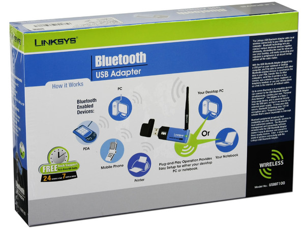 Adaptador Bluetooth Clase 1 Linksys, USB.