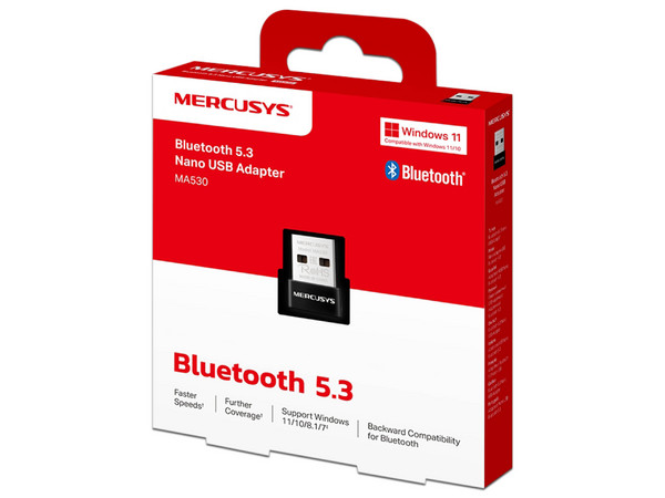 Adaptador Mercusys MA530 Bluetooth 5.3, USB Tipo Nano, Conectividad Inalámbrica.