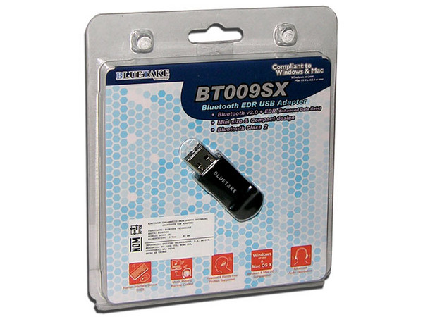 Adaptador BlueTake USB Wireless Bluetooth v2.0, Alcance de hasta 10mts.
