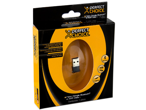 Mini Adaptador Perfect Choice Nano Bluetooth USB con alcance hasta 100 mts. Ideal para Netbook   