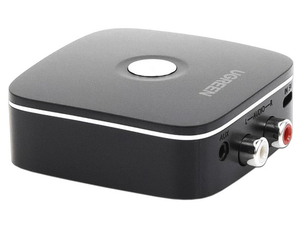 Receptor de audio Ugreen, Bluetooth a RCA ó Auxiliar 3.5mm, Hasta 10m, Color negro.