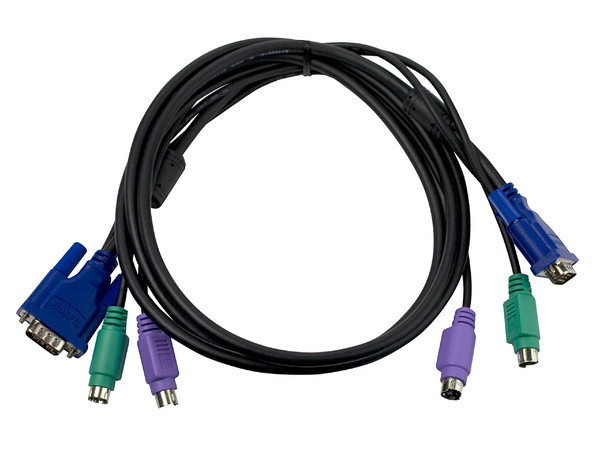 Cable D-Link con 3 conectores para teclado, ratón y monitor.