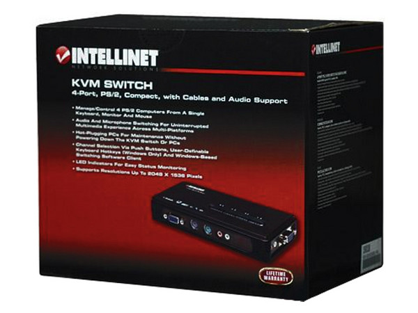 Intellinet Switch KVM 4 Puertos PS/2 Con Audio.   