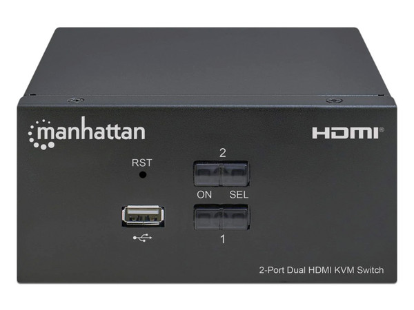 Switch KVM Manhattan HMDMI de 2 puertos, 2 Monitores, 2 Computadoras, 4K.
