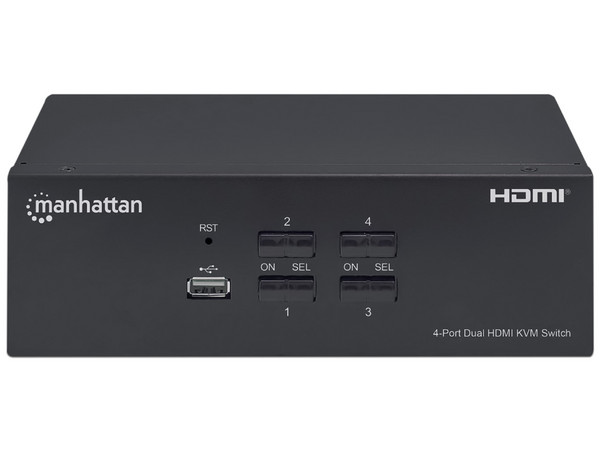 Switch KVM HDMI Manhattan de 4 puertos, 2 Monitores, hasta 4K.