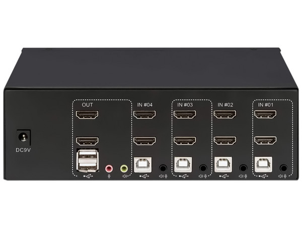 Switch KVM HDMI Manhattan de 4 puertos, 2 Monitores, hasta 4K.