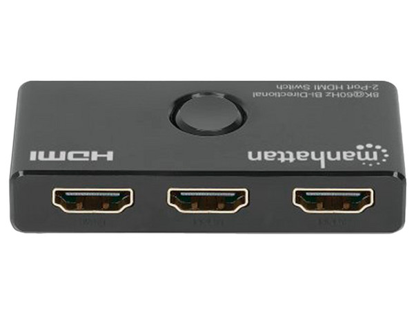 Conmutador Manhattan 207997, Bidireccional, HDMI, 4K, Color Negro.