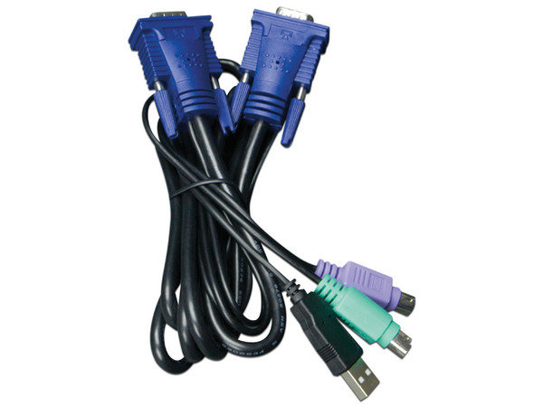 Cable KVM Planet KVM-KC1-5, VGA/USB, Longitud del Cable 5m, Color Negro.