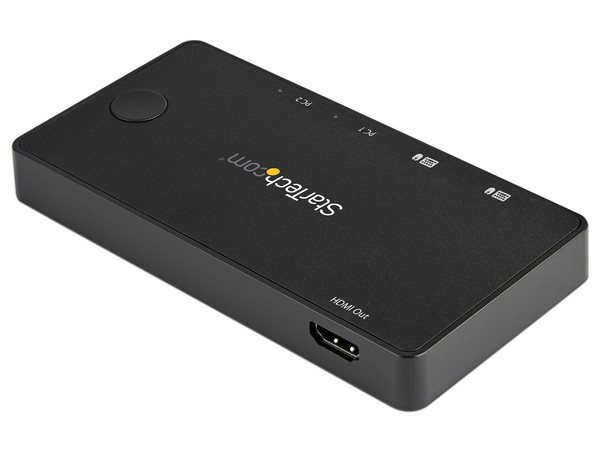 Switch StarTech KVM HDMI de 2 puertos USB-C, 4K 60Hz, Conmutador Compacto, Alimentado Vía USB, para MacBook, iPad Pro, ThinkPad, IdeaPad, EliteBook, incluye cables