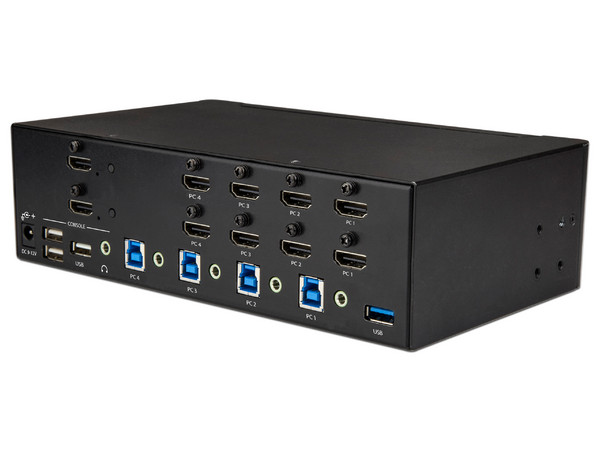 Switch Conmutador KVM de 4 Puertos HDMI, 4K de 30Hz para Pantalla Doble
