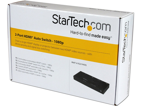Switch HDMI de 2 Puertos con Conmutado Automático y Prioritario, 1080p.