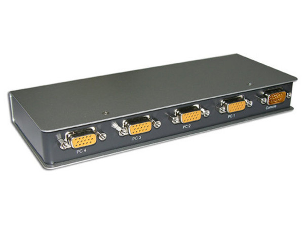 Switch KVM Tripp Lite de 4 puertos. Controla cuatro computadoras desde un solo teclado, monitor y mouse.