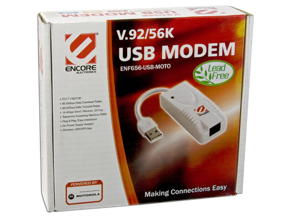 Módem Encore Externo, 56K V.92, Interfase USB