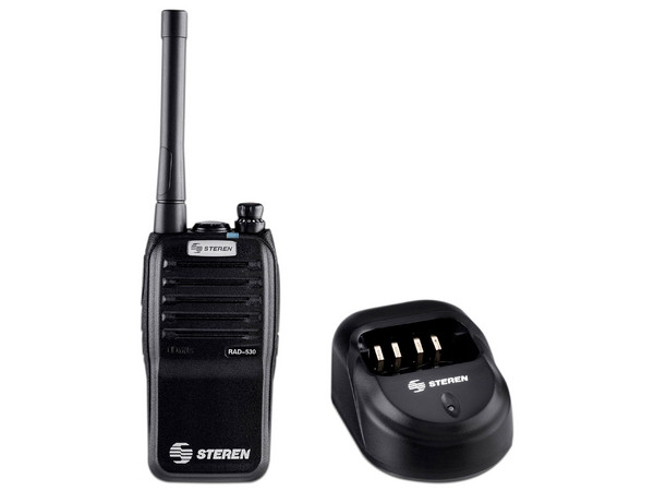 Radio Portátil Profesional Steren RAD-530, Hasta 7km de Alcance, 400-470 MHz, Color Negro.