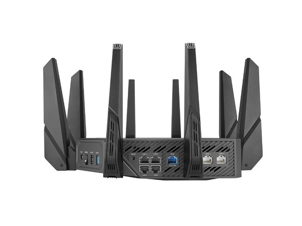 Router Gamer ASUS ROG Rapture, Triple Banda, Wireless AC (Wi-Fi 7-6E), Hasta 4804 MB/s, 6 Puertos Gigabit LAN, 8 Antenas. Color Negro.