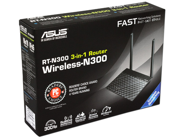 Router 3 en 1 Inalámbrico ASUS RT-N300, Wireless N (Wi-Fi 4), Hasta 300 Mbps.