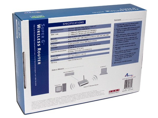 Ruteador Inalámbrico AirLink 101 Super G, Switch de 4 puertos 802.11b/g, Atheros Super G