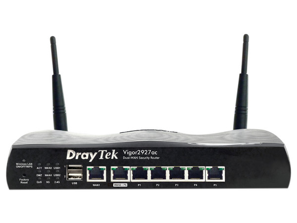 Router Inalámbrico Draytek VIGOR2927AC, de doble banda, Wireless AC (Wi-Fi 5), hasta 1267 Mbps.