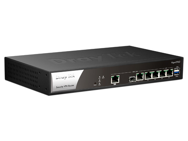 Ruteador Multi WAN Draytek Vigor 2962 Gigabit Ethernet 2.5 , 2 puerto WAN y 4 puertos LAN. Color Negro.
