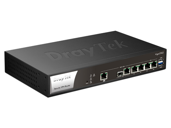 Ruteador Multi WAN Draytek Vigor 2962 Gigabit Ethernet 2.5 , 2 puerto WAN y 4 puertos LAN. Color Negro.