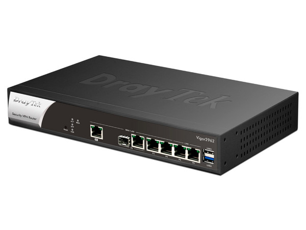 Ruteador Multi WAN Draytek Vigor 2962 Gigabit Ethernet 2.5 , 2 puerto WAN y 4 puertos LAN. Color Negro.
