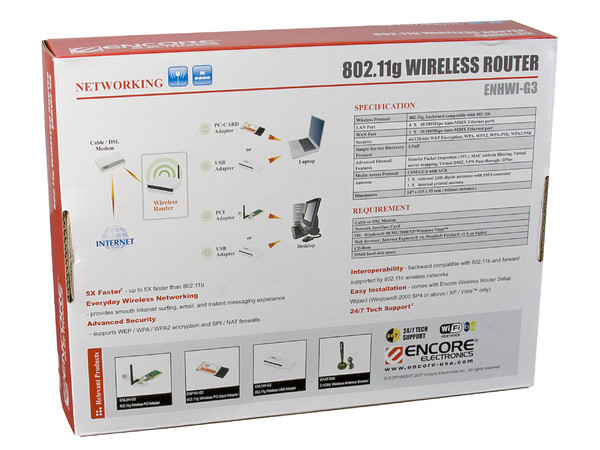 Router Encore Wireless-G 54Mbps 802.11G, 4 Puertos.