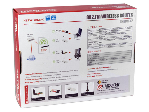 Router Encore ENHWI-N2 Wireless 802.11n, 4 Puertos.