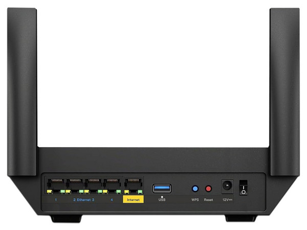 Router Linksys Classig Micro Pro 6 LN3121-LA, Doble Banda, AX5400 (Wi-Fi 6), 4 Puertos LAN y 1 Puerto WAN, 2 Antenas. Color Negro.