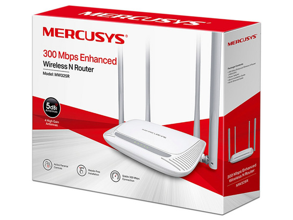 Router Inalámbrico Mercusys MW325R, Wireless N (Wi-Fi 4), 2.4 GHz, Hasta 300Mbps, IPv4, Color Blanco, Incluye Cable Ethernet CAT6A de 1.2m.