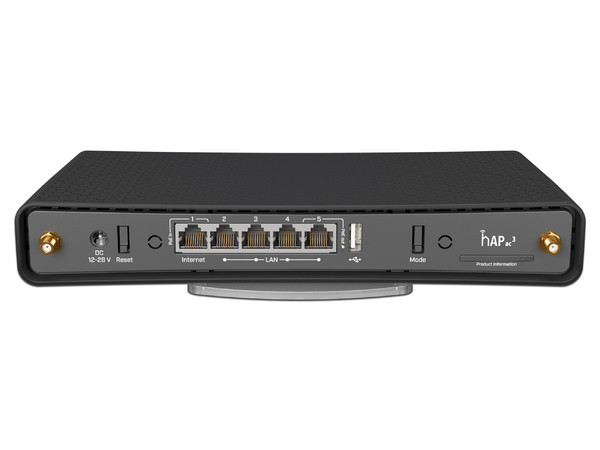 Router Inalámbrico MikroTik hAP ac3 de Doble banda, Wireless AC (Wi-Fi 5), hasta 1200 Mbit/s, 5 puertos Gigabit Ethernet. Color Negro.