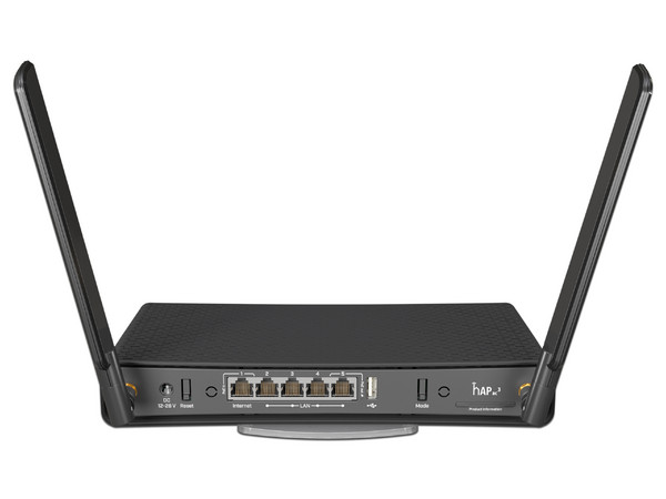 Router Inalámbrico MikroTik hAP ac3 de Doble banda, Wireless AC (Wi-Fi 5), hasta 1200 Mbit/s, 5 puertos Gigabit Ethernet. Color Negro.