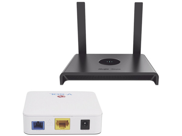 Kit de Router Inalámbrico Ruijie KIT1-VPON-WIFI, Wireless (Wi-Fi 4), Hasta 300Mbps, 4 Puertos RJ-45, Incluye ONU Bridge.